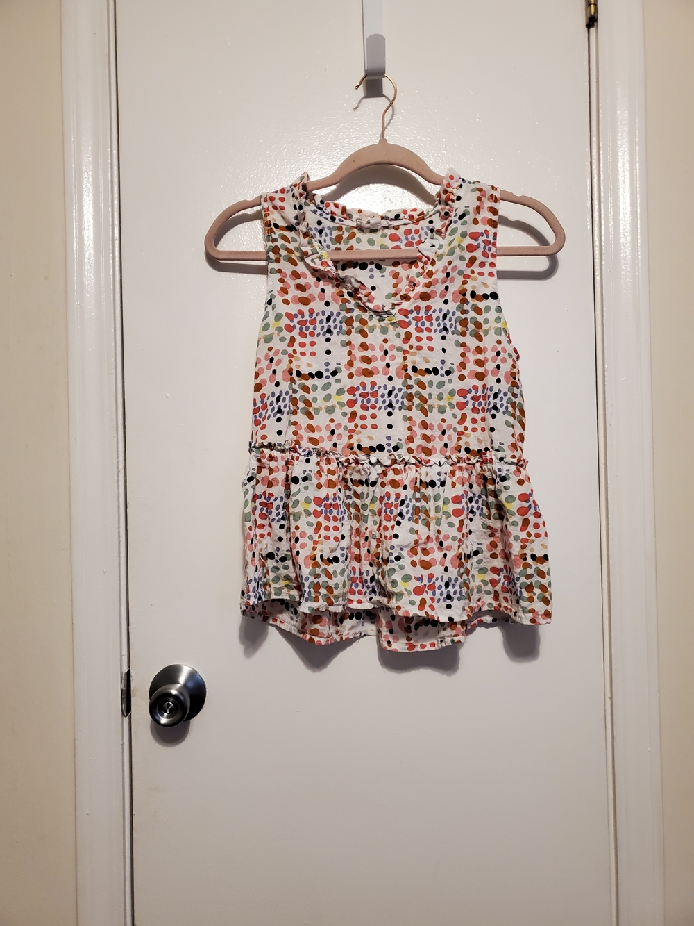 THML White Tank Top with Multicolor Dot Print